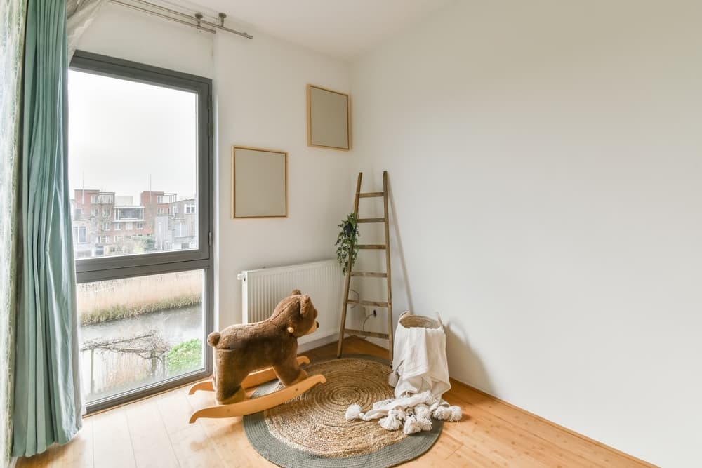 A small room with one large window
