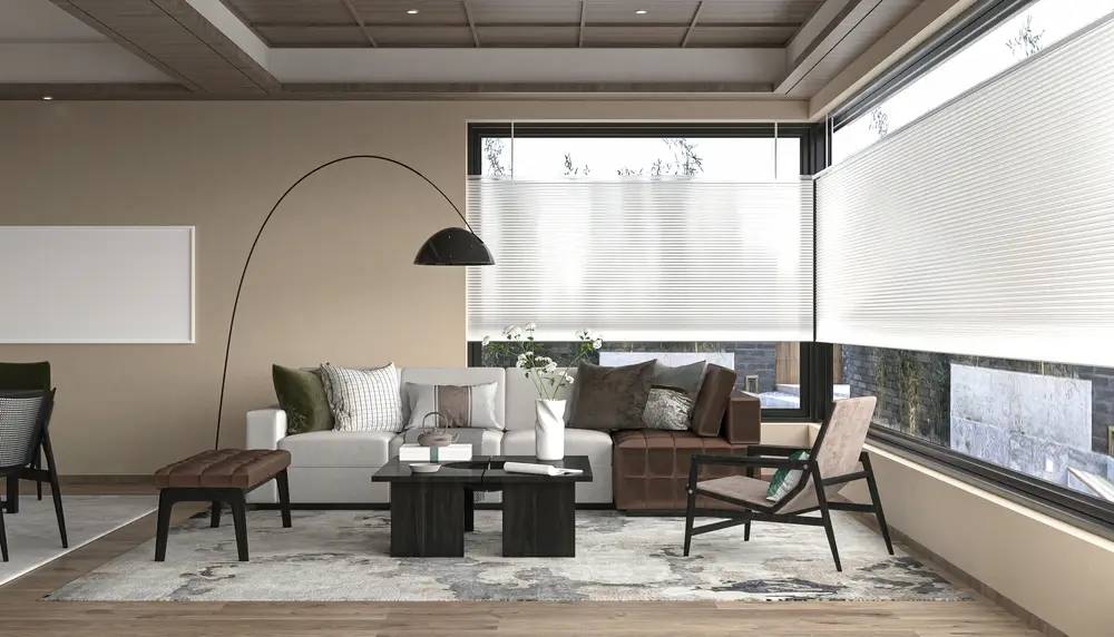What do high-end homes use for window treatments?
